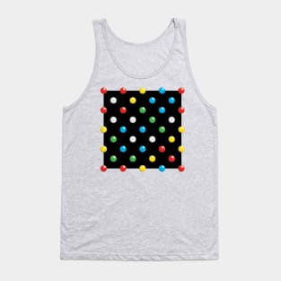 Primary Coloured Discs On A Black Square Tank Top